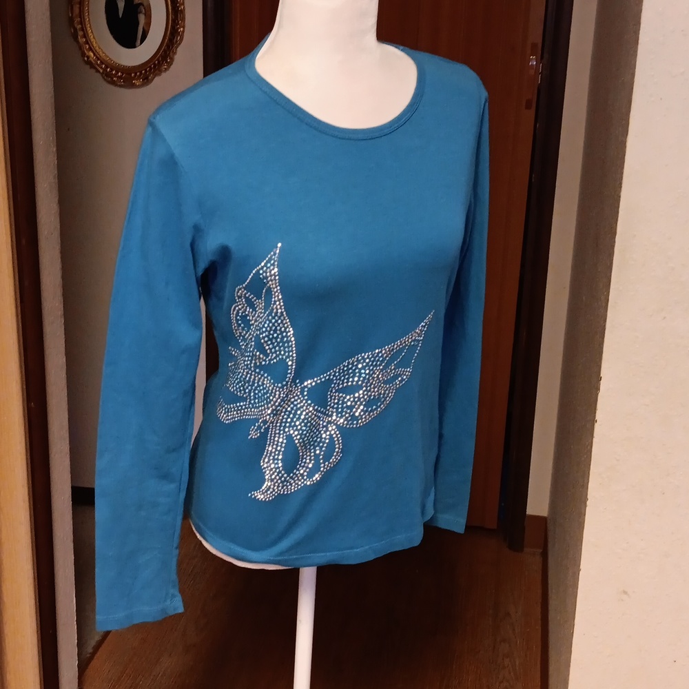 SUSAN LAWRENCE SILVER STUDDED BUTTERFLY TOP